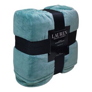 Lauren Ralph Lauren Classic Micromink Plush Blanket King Sz 108" x 90" Soft Aqua